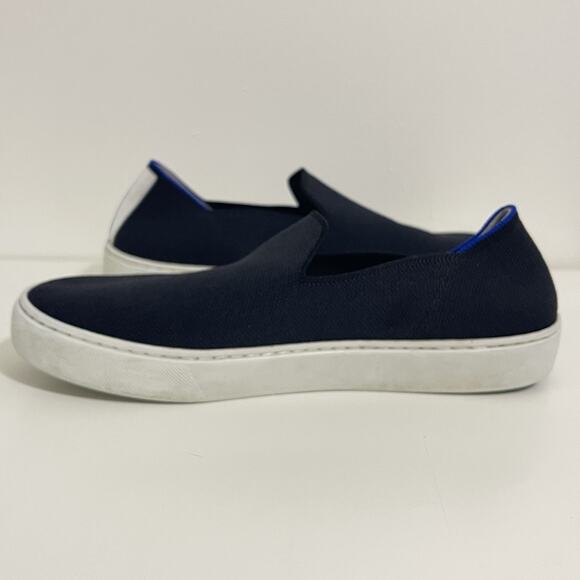 Rothy's The Original Slip On Sneaker Size 9 Black Blue Ankle Stripe Washable - Picture 4 of 16